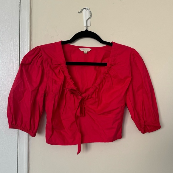 Sim & Sam Bright Pink Puff Sleeve Crop Top - Picture 3 of 8